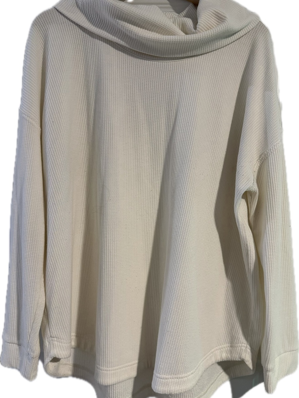 Lou & Grey Cream Cowl Neck Waffle Knit Sweater